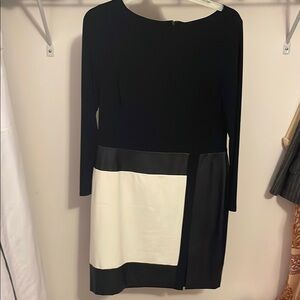 Ralph Lauren Black and Cream Long Sleeve Sheath Dress